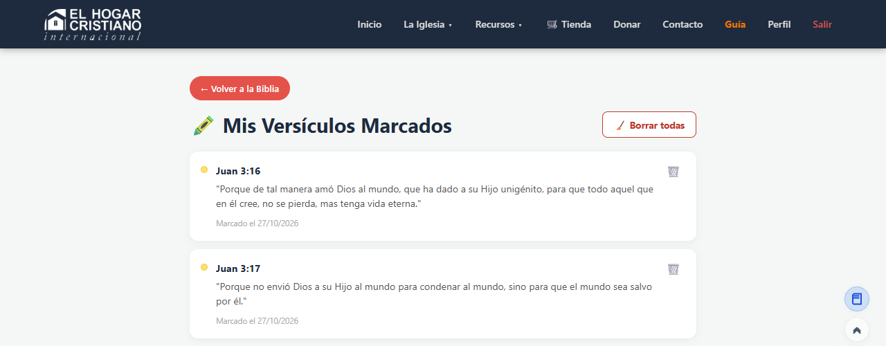 Listado paginado de Mis Versículos Marcados